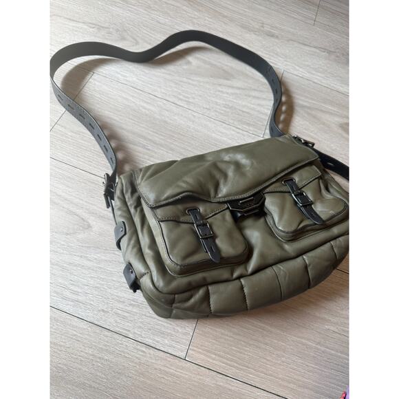 rag & bone Handbags - Rag & Bone Large Field Leather Messenger Bag Dark Green Puffer Leather And Nylon